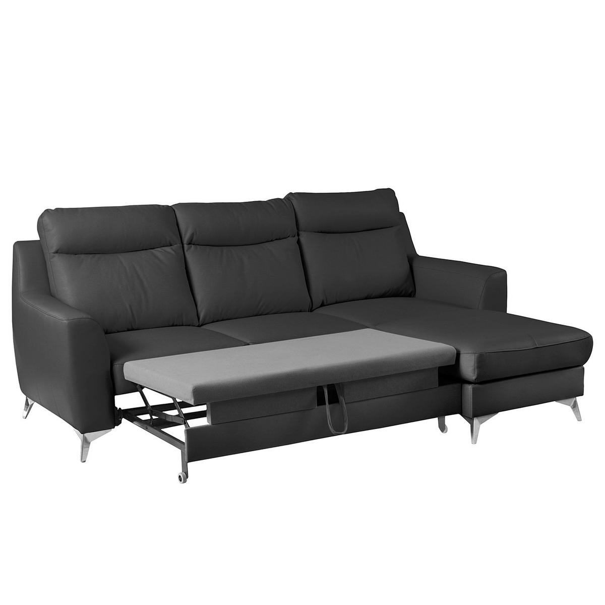 Ecksofa Gio Schwarz S: 168x236 Cm - Chromfarben/Schwarz, Design, Leder/Textil (168/236cm) - Livetastic