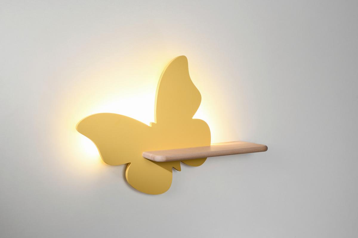 Kinderwandleuchte 21-84873 Butterfly - Goldfarben, Basics, Holz/Holzwerkstoff (40/12/29.5cm)