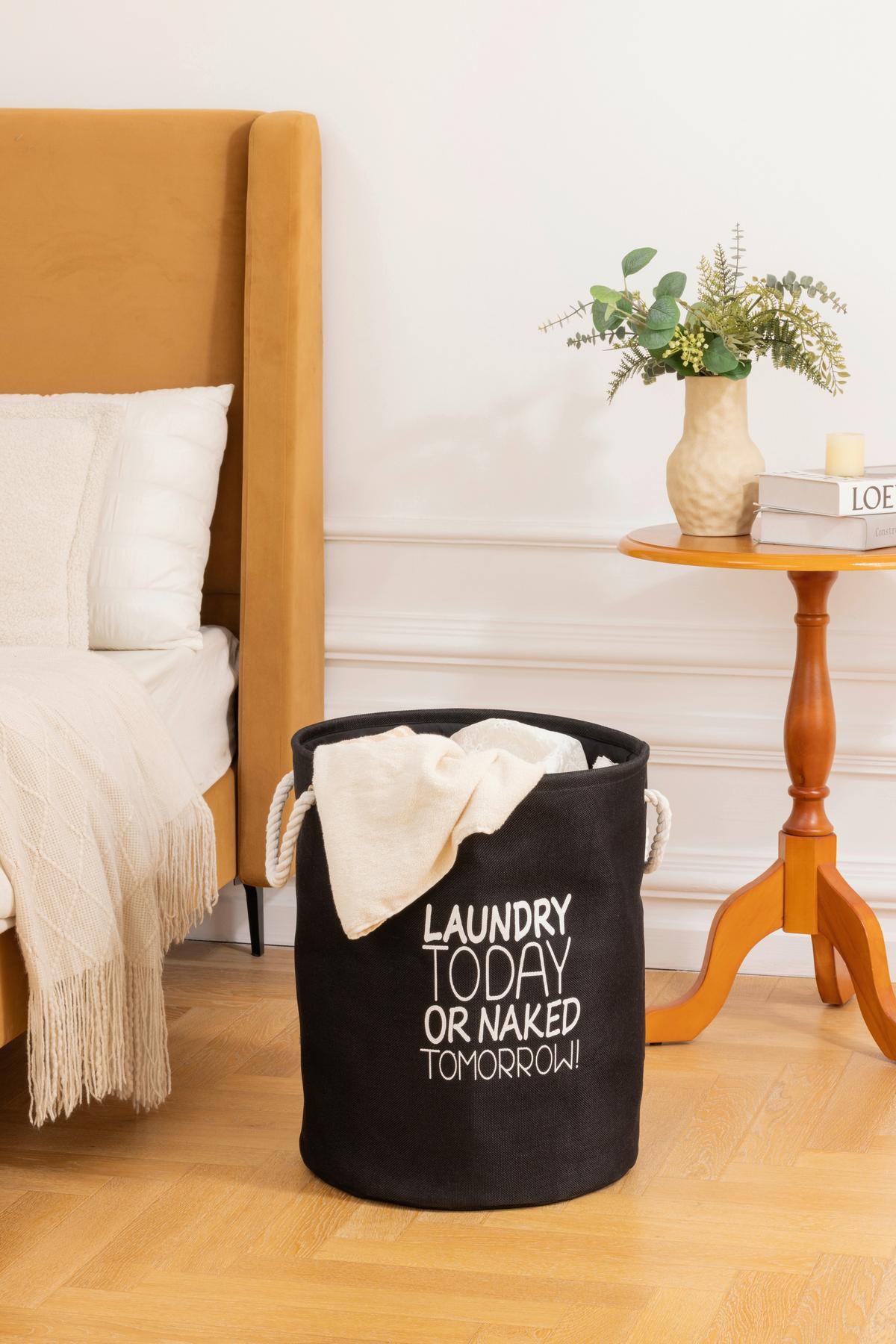 Wäschesammler Clemens - Schwarz, KONVENTIONELL, Textil (40/50cm) - Luca Bessoni