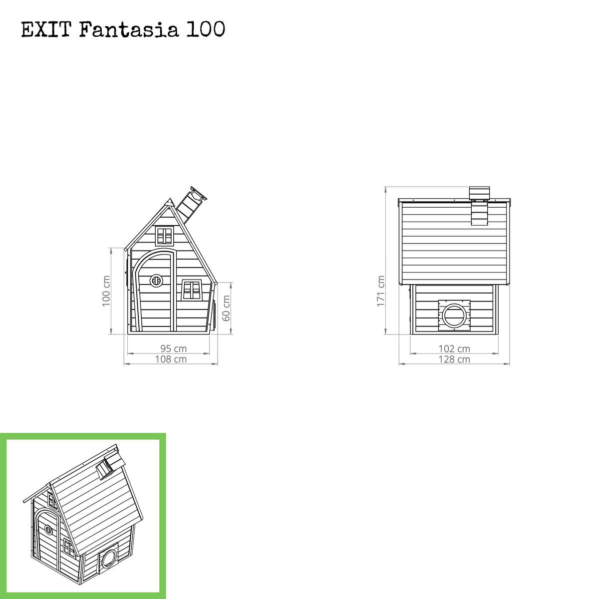 Spielhaus Exit Fantasia 100 - Grün, KONVENTIONELL, Holz (128/108/171cm) - EXIT Toys