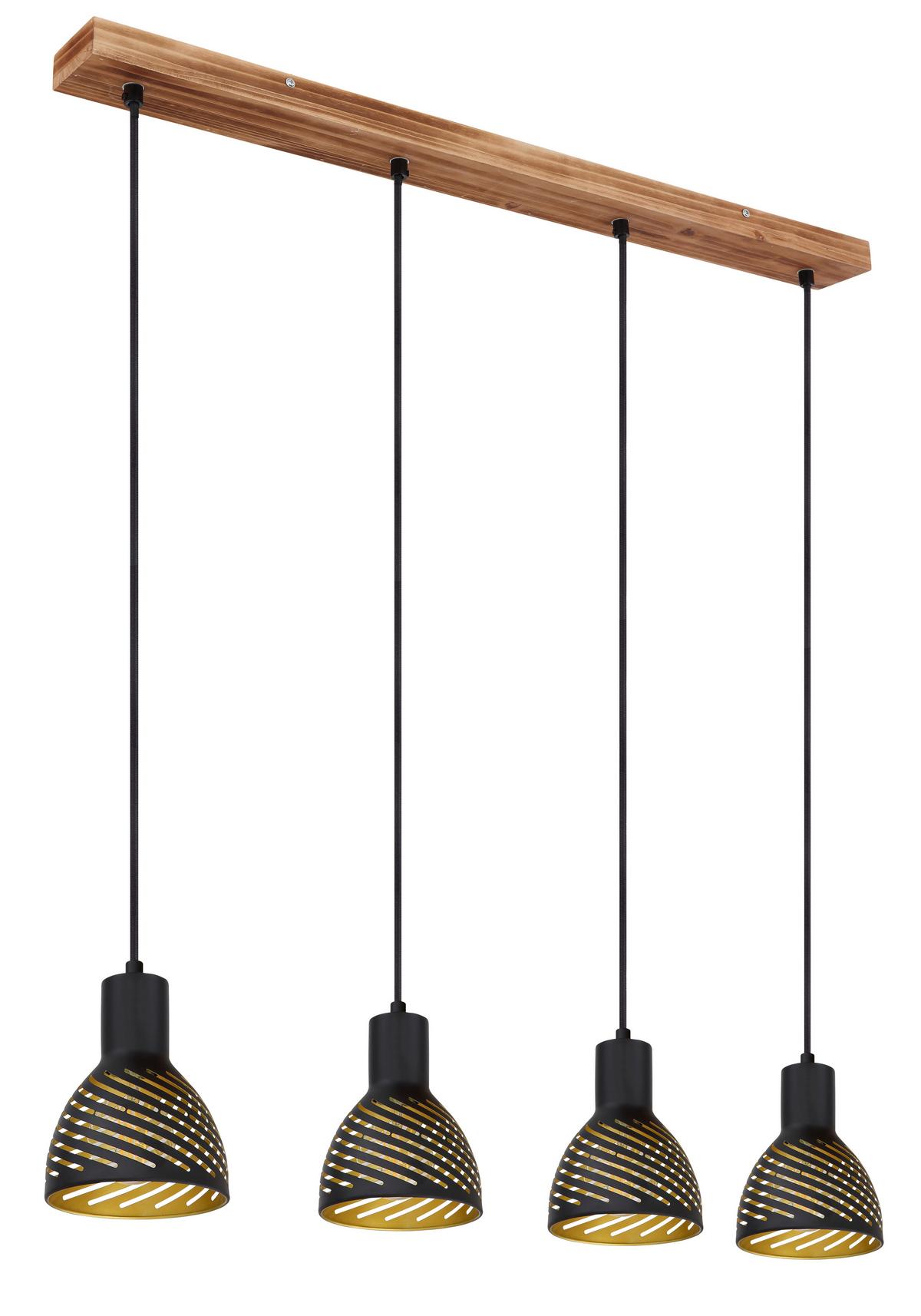 Hängeleuchte H: 120 cm 4-Flammig, Schwarz/Goldfarben - Goldfarben/Schwarz, Basics, Metall (90/12,5/120cm) - Globo