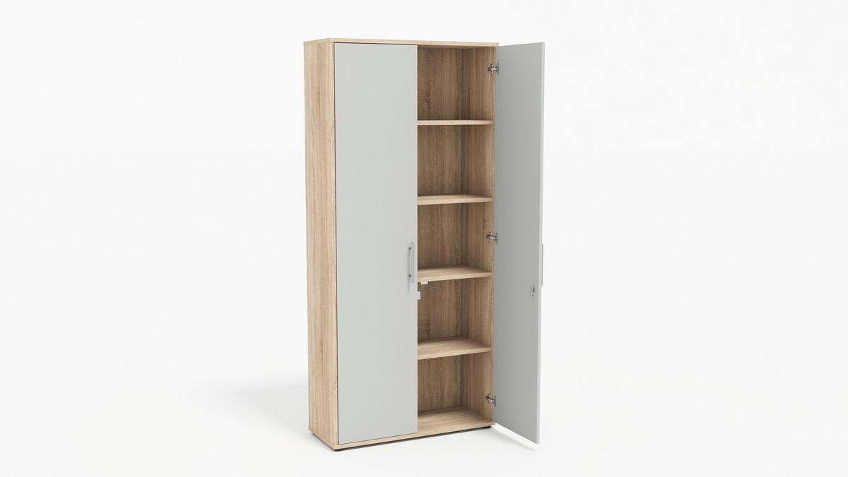 AKTENSCHRANK OFFICE EDITION - SW SET 4 - Hellgrau/Sonoma Eiche, MODERN, Holzwerkstoff (128,5/185,6/33cm) - MID.YOU