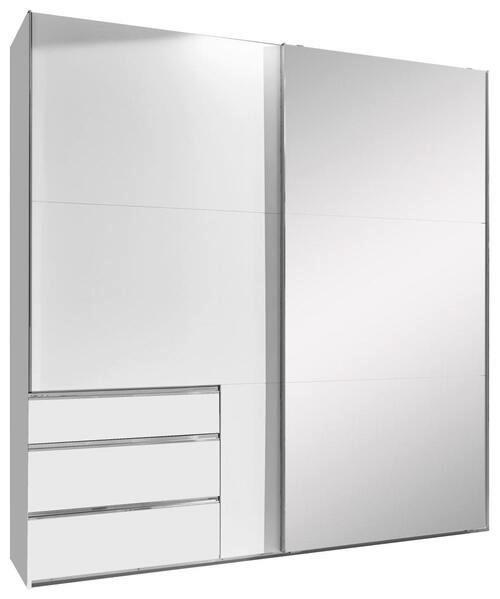 Schwebetürenschrank mit Spiegel 250cm Level 36a, Weiß Dekor - Weiß, MODERN, Glas/Holzwerkstoff (250/216/65cm) - MID.YOU