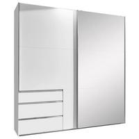 Schwebetürenschrank mit Spiegel 250cm Level 36a, Weiß Dekor - Weiß, MODERN, Glas/Holzwerkstoff (250/216/65cm) - MID.YOU