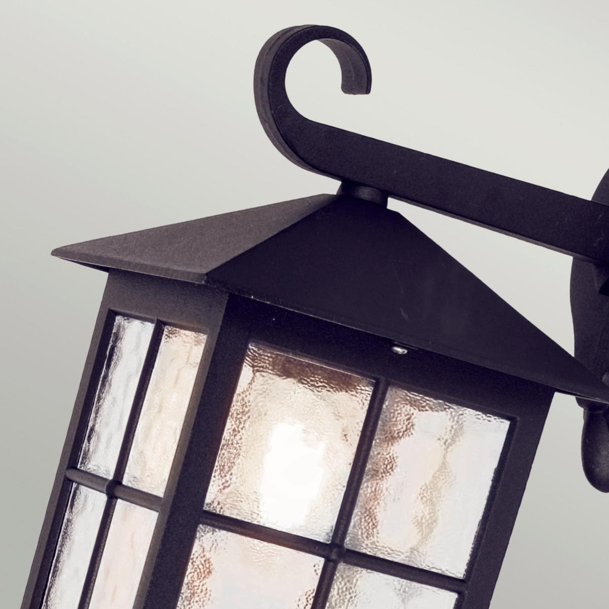 Außenwandleuchte 100 Watt Metall Glas, Wandmontage - Schwarz, KONVENTIONELL, Glas/Metall (18.5/33.5/23.7cm) - Elstead Lighting