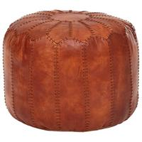 Taburetka Pouf pravá koža - hnedá, Lifestyle, koža (52/40/52cm) - MID.YOU