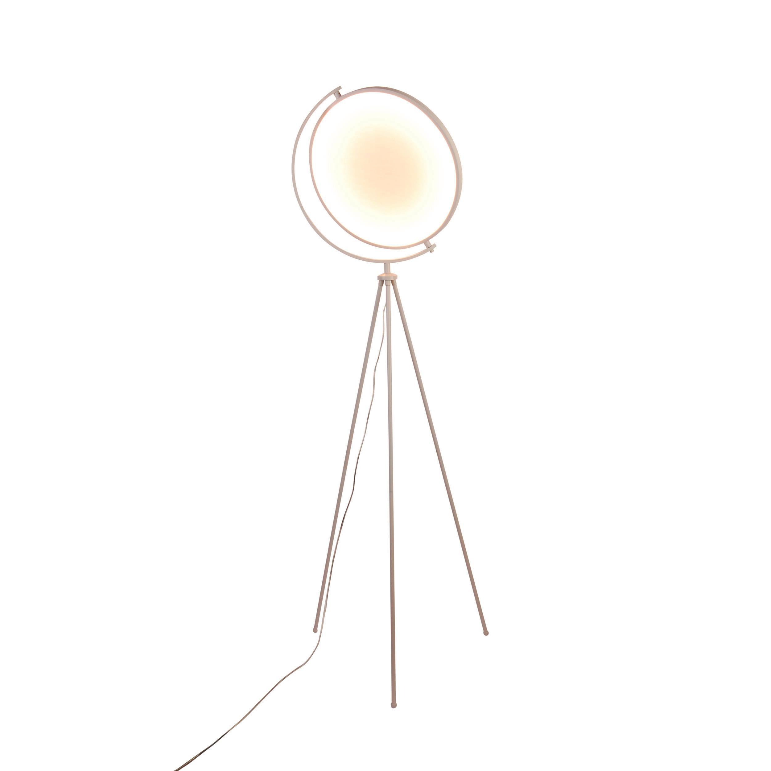 LED-Stehlampe Munega Weiß Rund - Weiß, Design, Kunststoff/Textil (41/156cm) - Näve
