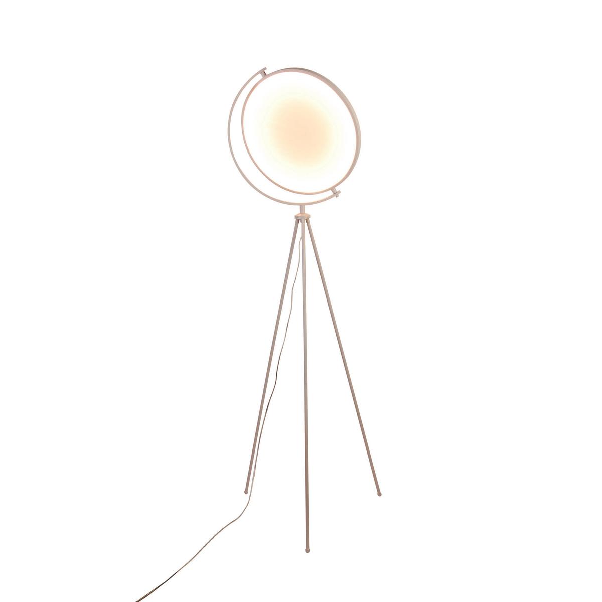 LED-Stehlampe Munega Weiß Rund - Weiß, Design, Kunststoff/Textil (41/156cm) - Näve