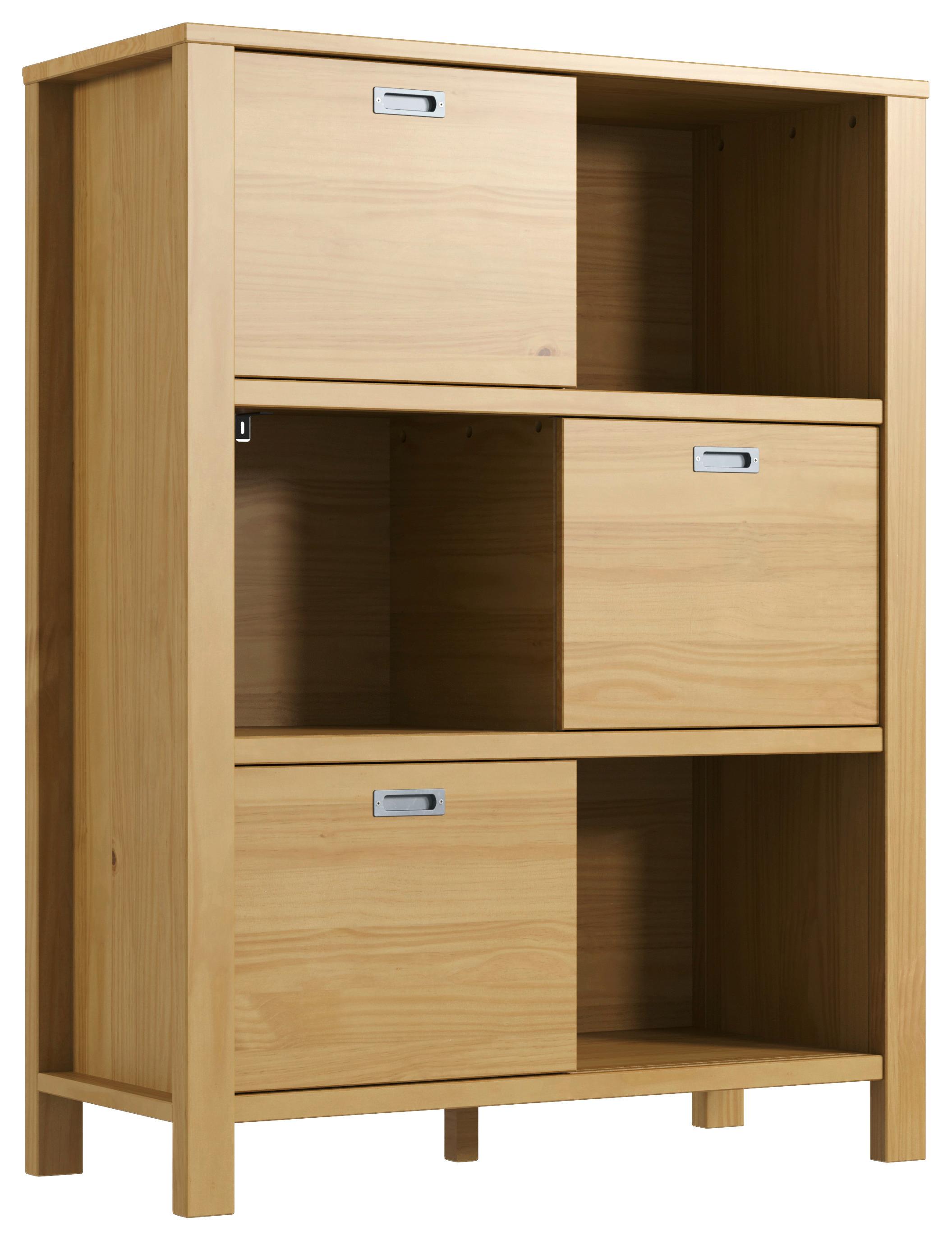 Bücherregal mit Schiebetüren Eterno B: 100 cm Naturfarben - Naturfarben, KONVENTIONELL, Holz/Holzwerkstoff (100/130/43cm) - Livetastic