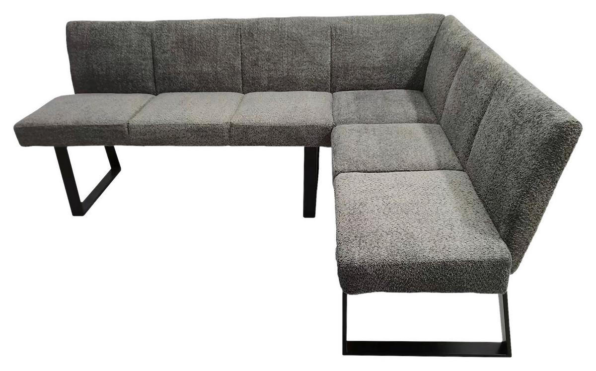 Eckbank Grau Eisen/polyester Leinenoptik Terri 190x150 Cm - Schwarz/Grau, MODERN, Textil/Metall (190/150cm) - MID.YOU