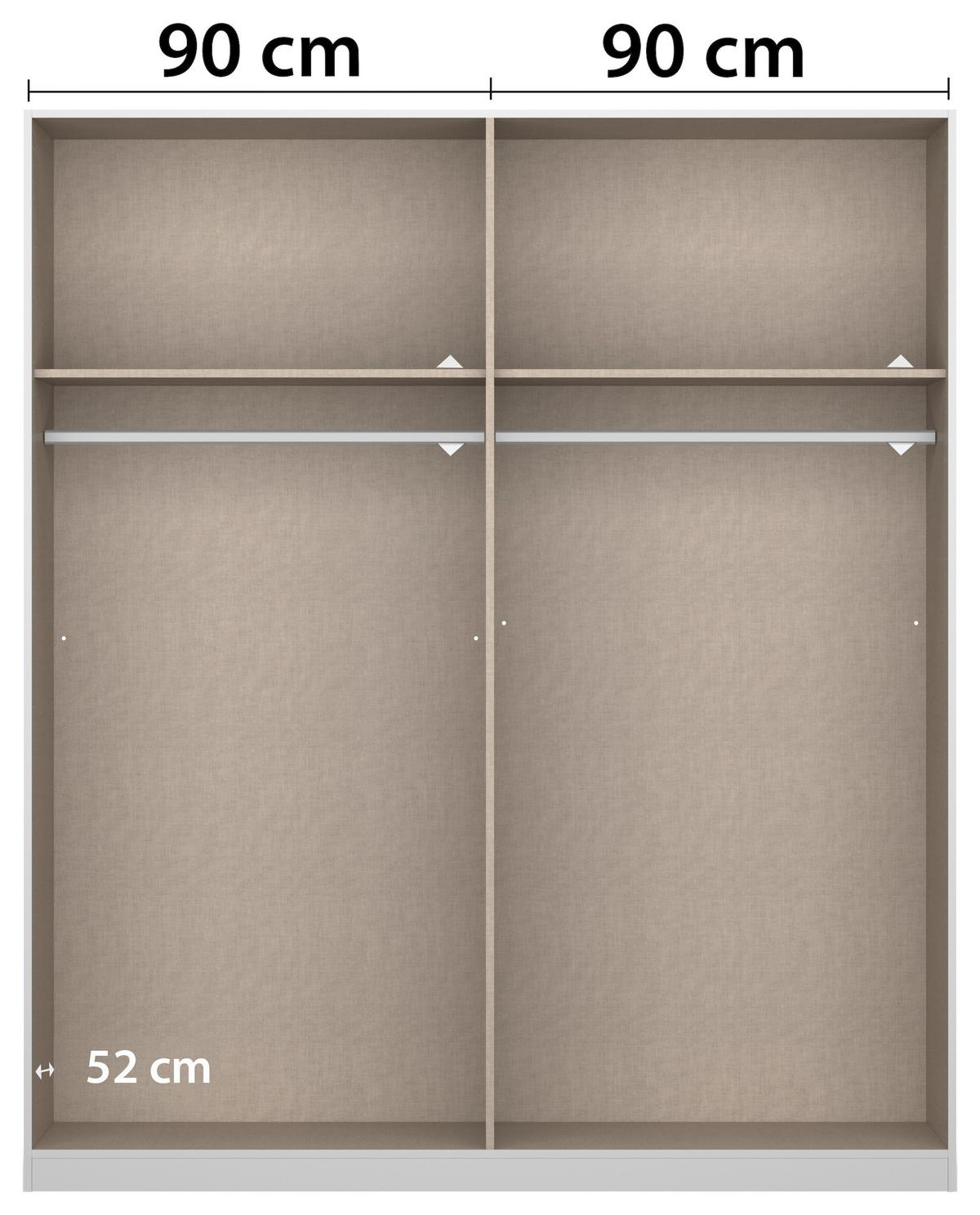 Drehtürenschrank Artemix 181 cm Weiß - Weiß Hochglanz/Weiß, MODERN, Glas/Holzwerkstoff (181/210/54cm) - Rauch Möbel