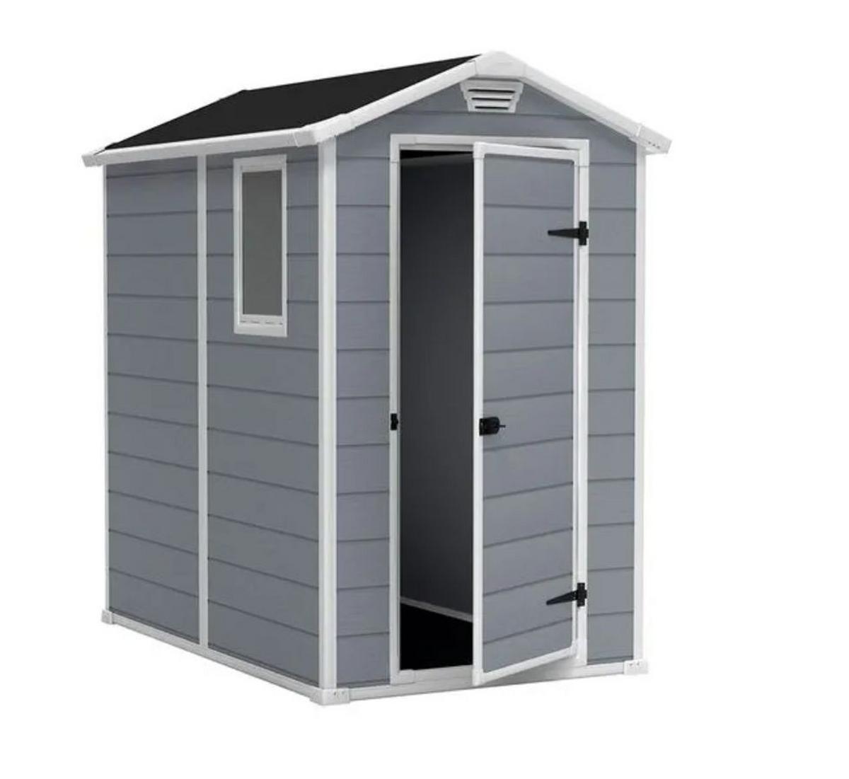 Záhradný domček z plastu biela/sivá s oknom - sivá/biela, Trend, plast (130/198/192cm)