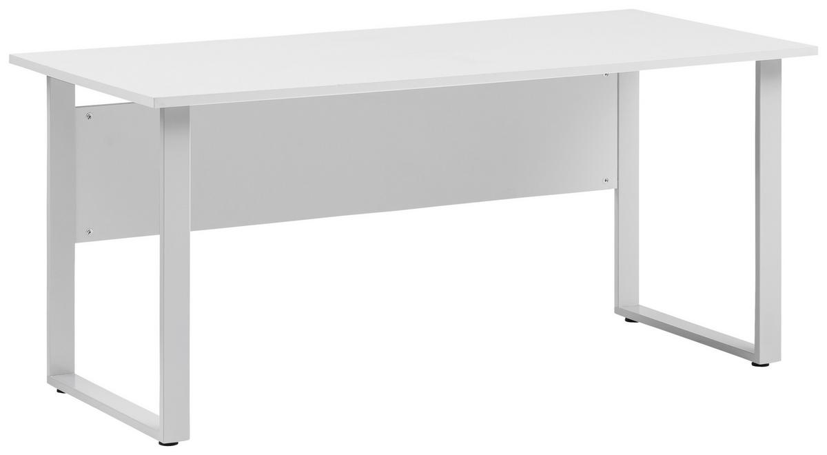 Schreibtisch B 160cm H 73,2cm Serie 1500, Hellgrau - Hellgrau/Alufarben, KONVENTIONELL, Holzwerkstoff/Metall (160/65/73,2cm) - MID.YOU