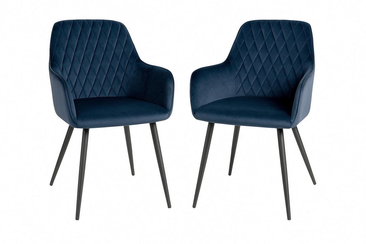 Armlehnstuhl-set Harbo Dunkelblau B: 57 Cm - Schwarz/Dunkelblau, MODERN, Textil/Metall (57/87/65cm) - MID.YOU