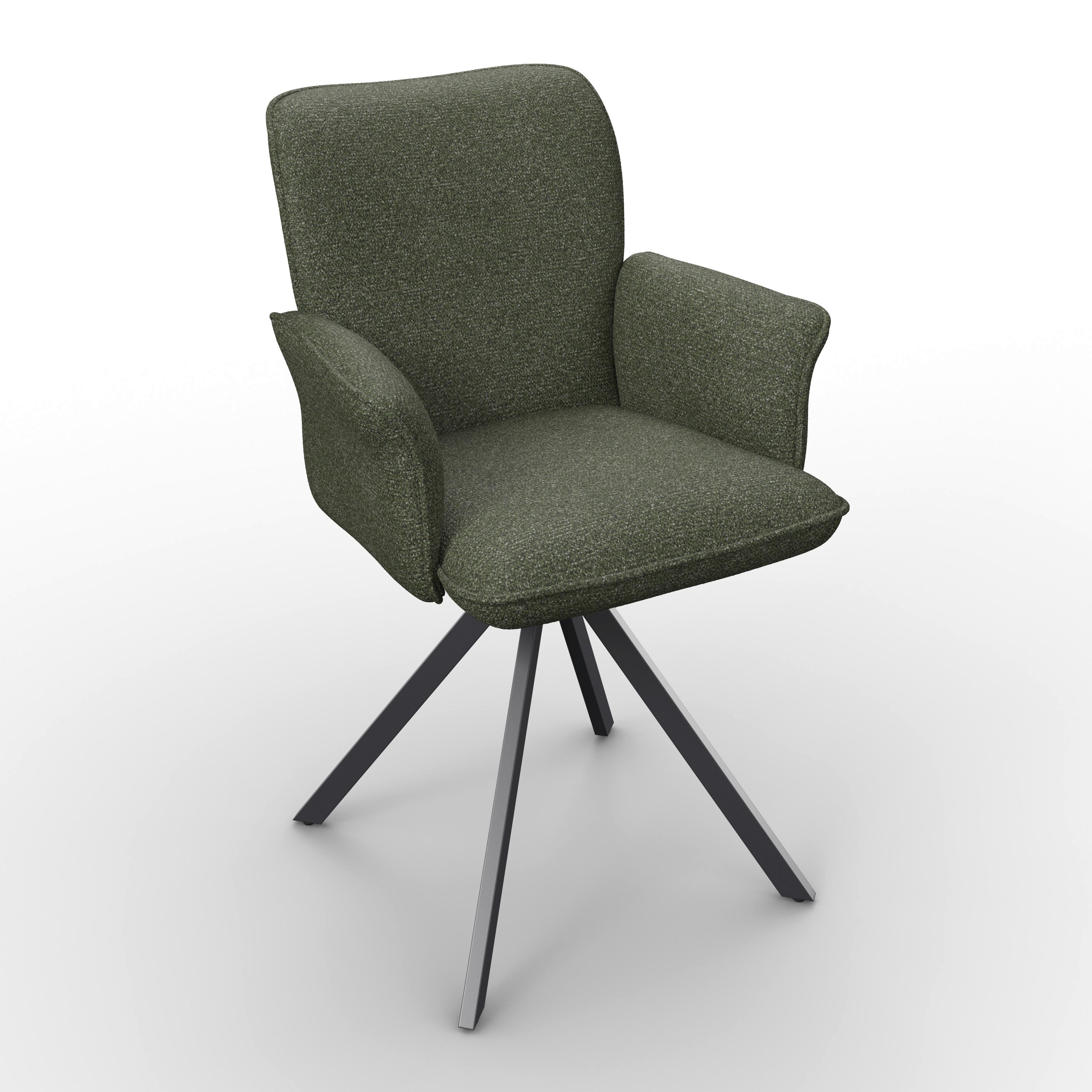 ŽIDLE S PODRUČKAMI TESS - černá/zelená, Moderní, kov/dřevo (64/90/63cm) - Bessagi Home
