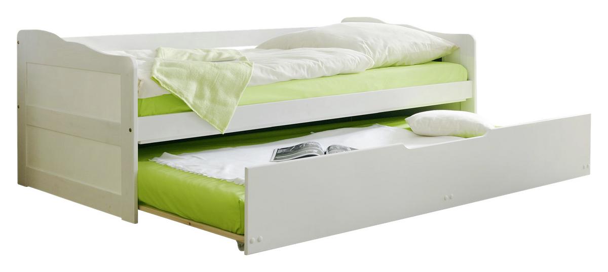 Ausziehbett Echtholz Massiv 90x200 Marianne, Weiß - Weiß, Natur, Holz/Kunststoff (90/200cm) - MID.YOU