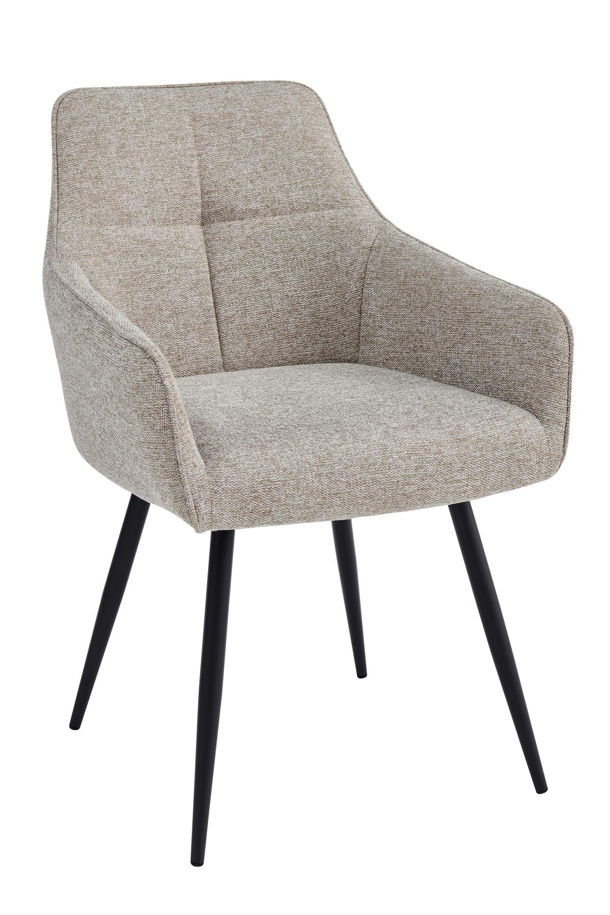 Armlehnstuhl-Set Verona I S 2er-Set - Beige/Schwarz, MODERN, Textil/Metall (53/85/62cm) - MID.YOU