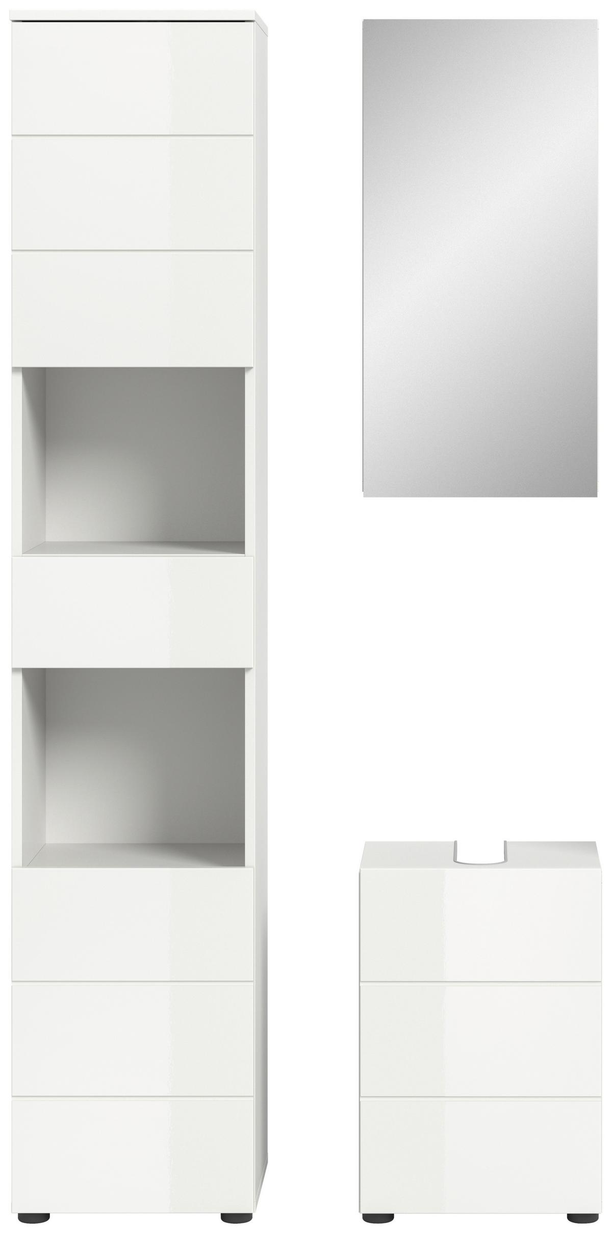 Badezimmer Vira Weiß B: 76 Cm - Weiß Hochglanz/Schwarz, MODERN, Holzwerkstoff (76cm) - MID.YOU