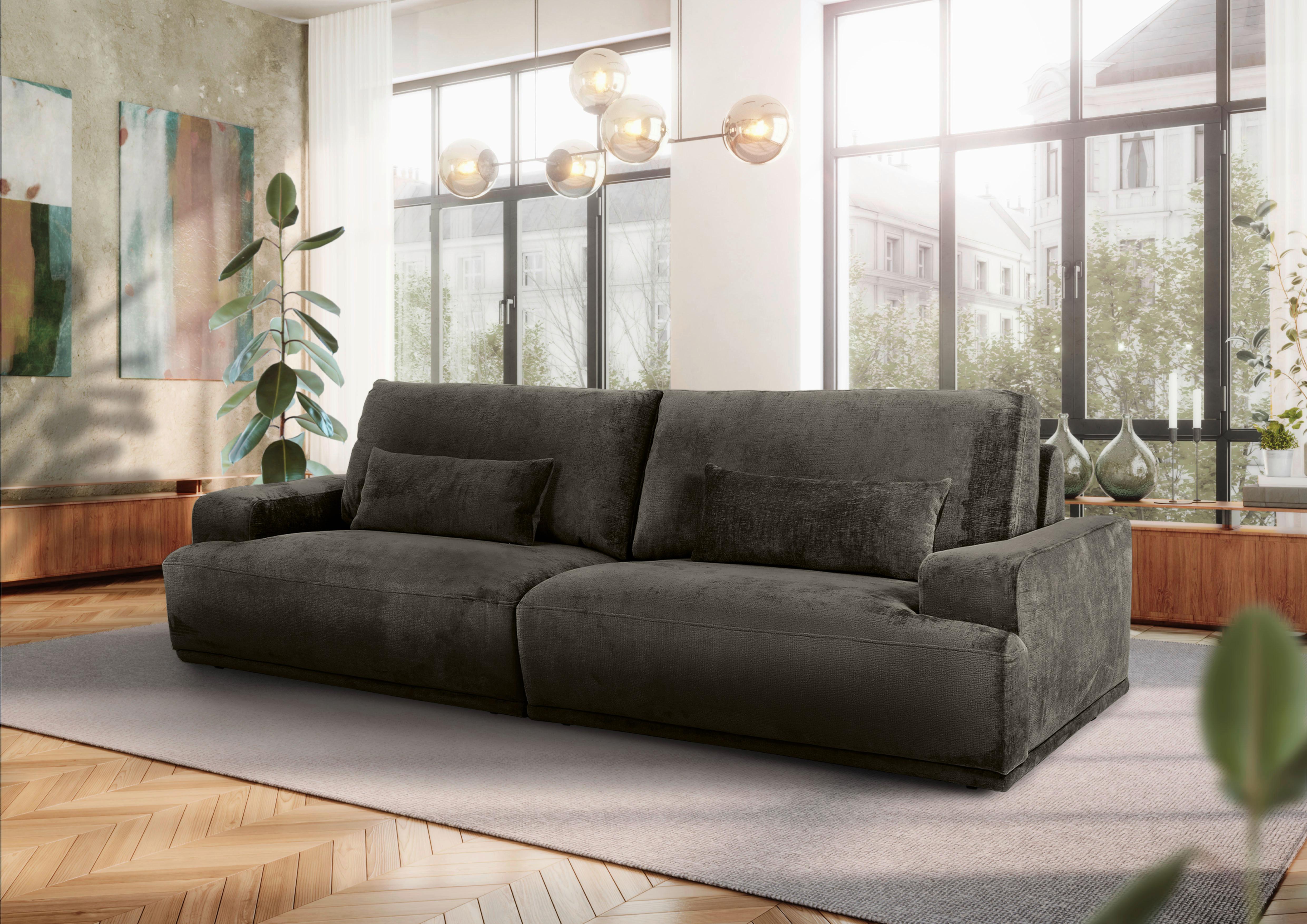 Bigsofa Mezino Dunkelgrau B: 282 cm - Dunkelgrau/Schwarz, KONVENTIONELL, Textil (282/73/115cm) - MID.YOU