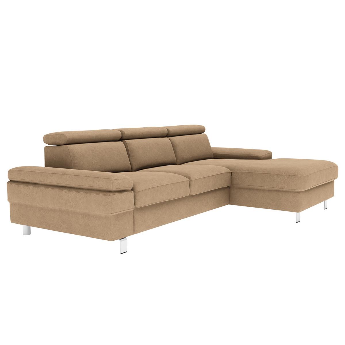Ecksofa Elvis Sandfarben S: 259x182 Cm - Sandfarben/Silberfarben, KONVENTIONELL, Textil (259/182cm) - Trendmanufaktur