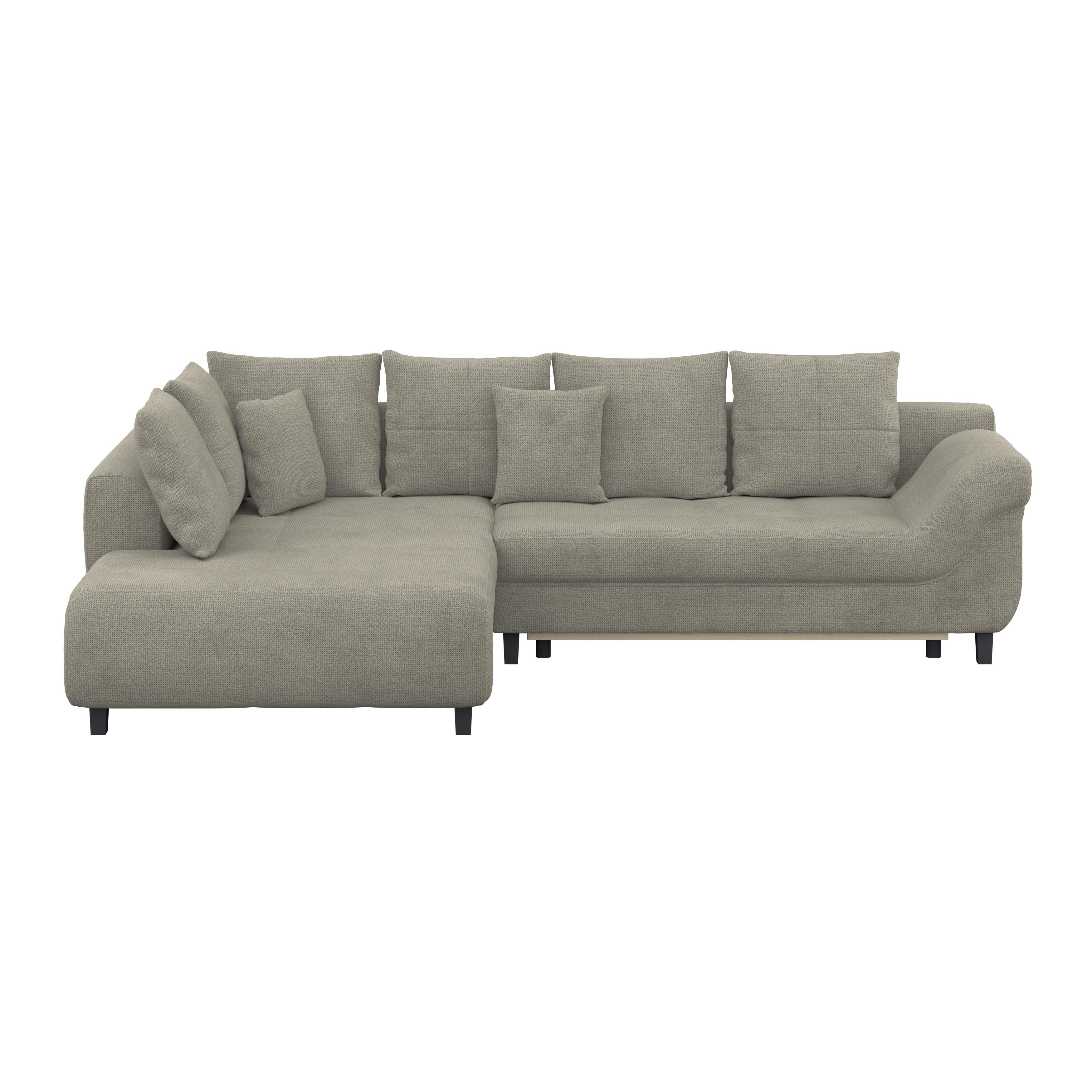 Ecksofa Mit Schlaffunktion Mendoza New Chenille 197x309cm - Sandfarben/Schwarz, KONVENTIONELL, Textil (197/309cm) - Ondega