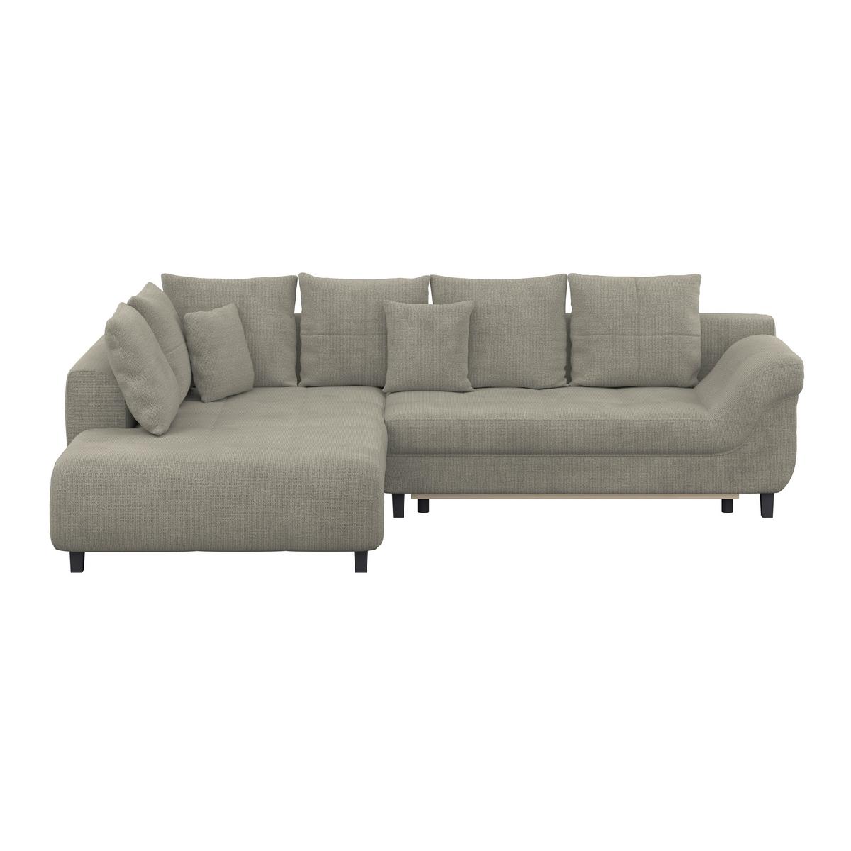 Ecksofa Mit Schlaffunktion Mendoza New Chenille 197x309cm - Sandfarben/Schwarz, KONVENTIONELL, Textil (197/309cm) - Ondega