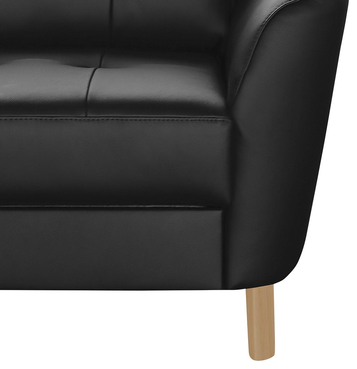 Ecksofa Nordic Schwarz S: 190x236 Cm - Buchefarben/Schwarz, Design, Leder/Textil (190/236cm) - Livetastic