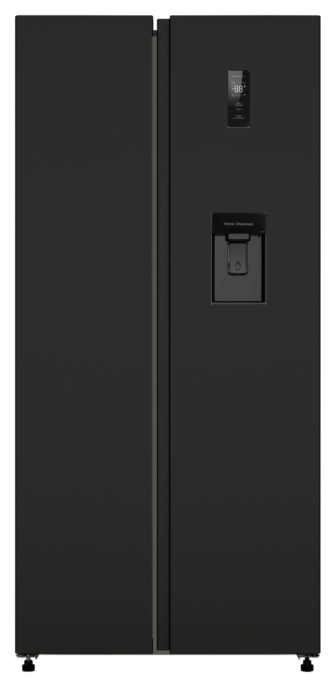 Side-By-Side Sbs480nfwdbj Schwarz mit Wasserspender - Schwarz, Basics, Kunststoff/Metall (83,00/178,50/61,00cm)