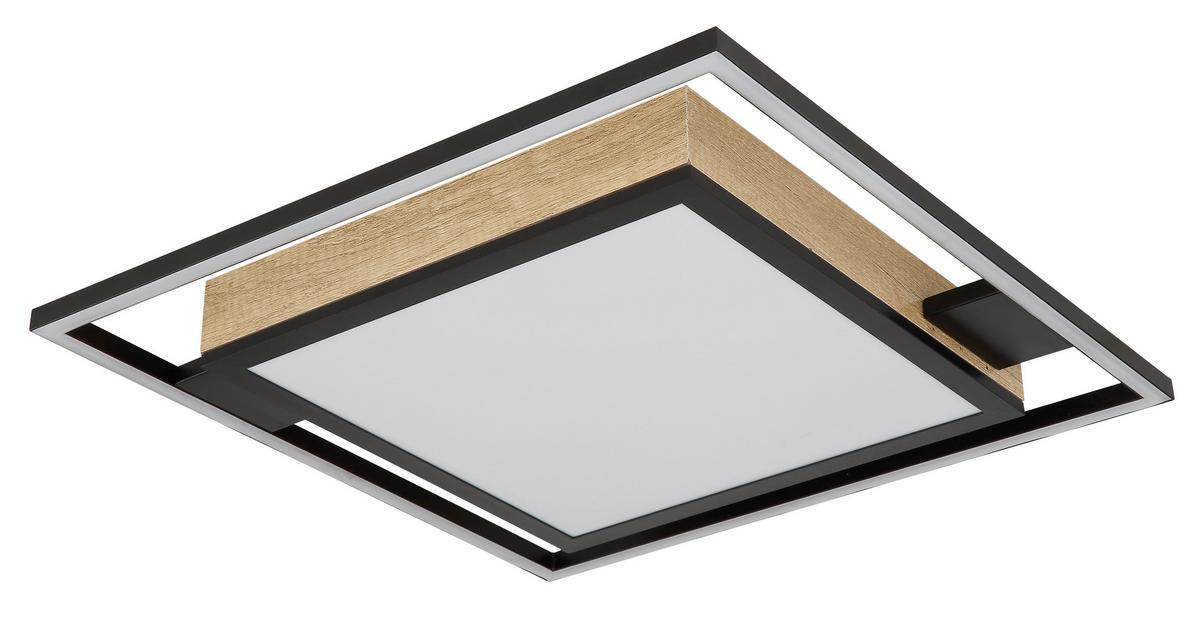 LED-Deckenleuchte 67283-40 - Dunkelbraun/Opal, Design, Holzwerkstoff/Kunststoff (40/40/6cm) - Globo