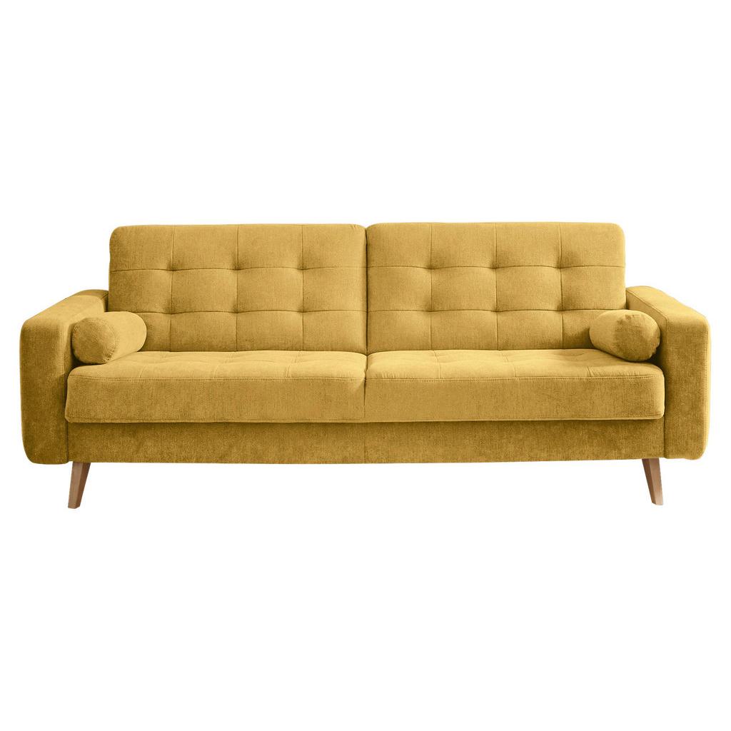 Schlafsofa mit Bettkasten und Kissen Fjord, Webstoff
