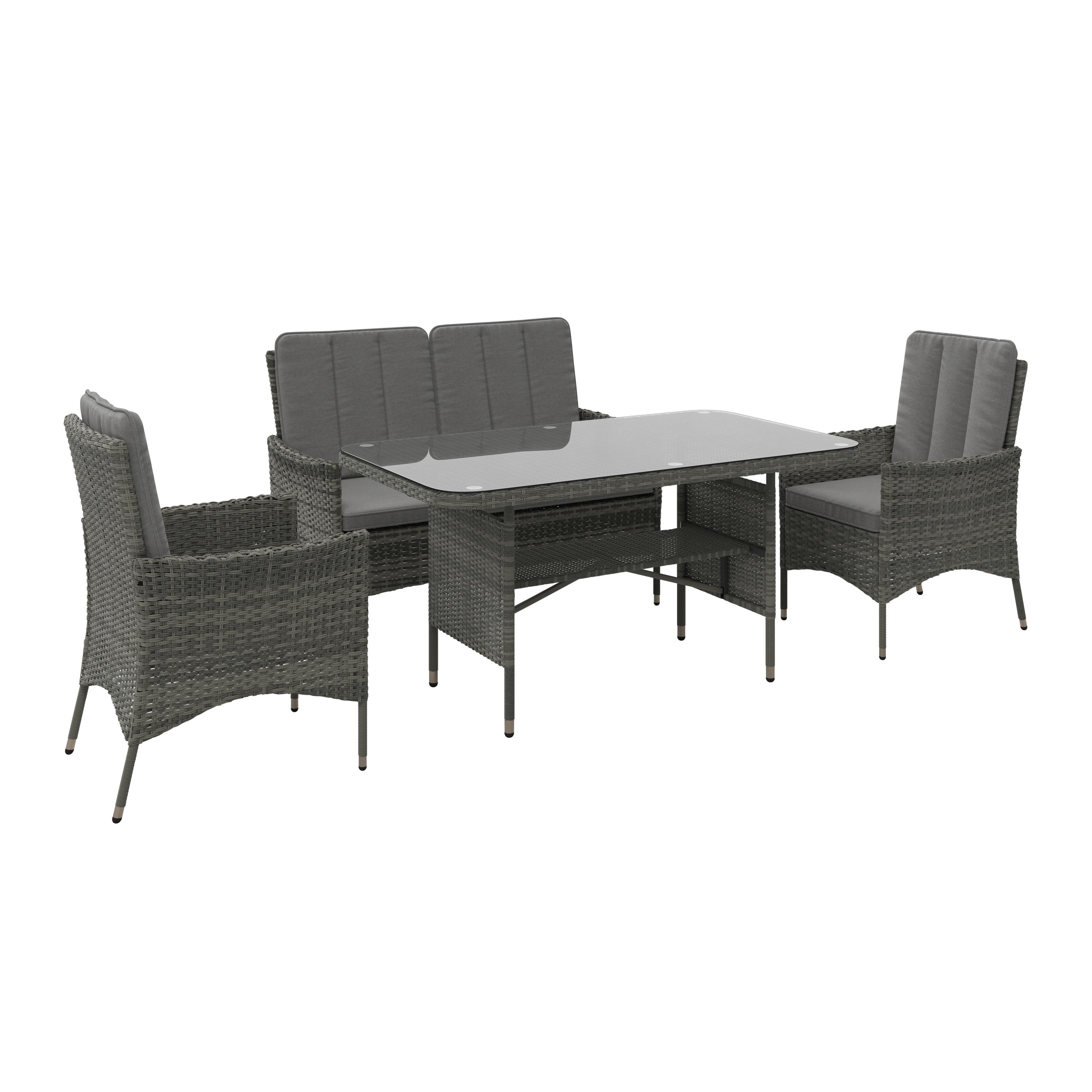 Loungegarnitur 4-Tlg Verona Metall/Kunststoff/Glas +kissen