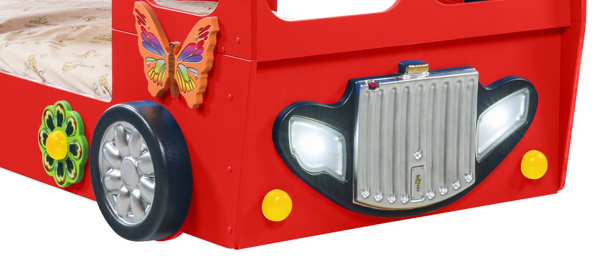 Autobett Happybus Doppeldecker Rot - Rot/Weiß, LIFESTYLE, Holz/Holzwerkstoff (90/190cm) - Livetastic