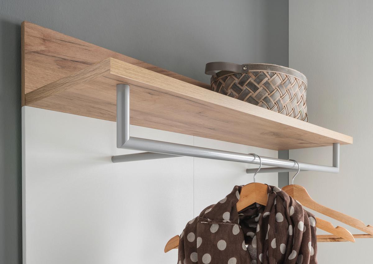 Garderobenpaneel Gw-Topix Weiß mit Hutablage B: 96 cm - Eichefarben/Weiß, MODERN, Holzwerkstoff (96/147/29cm) - Germania