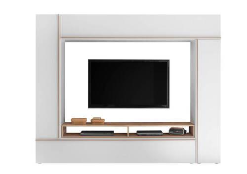 Wohnwand 5-teilig Frame, Weiß - Eichefarben/Weiß, Design, Holzwerkstoff (234/191/36cm) - MID.YOU