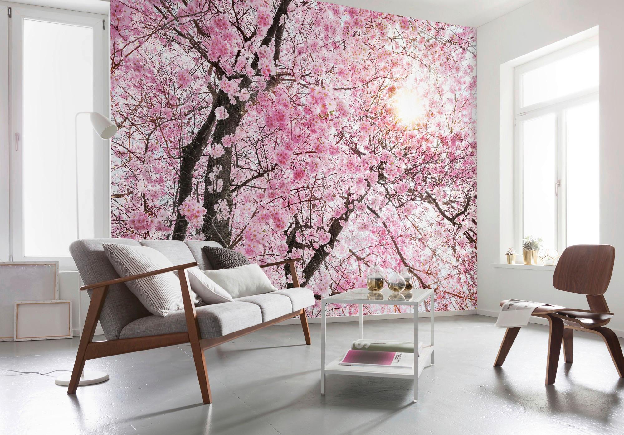 Vliestapete Bloom - Braun/Rosa, Basics (400/260cm) - Komar
