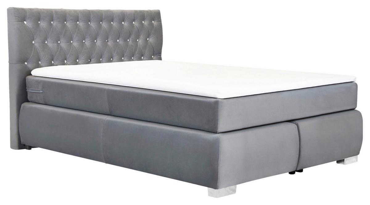 Boxspringbett Rumba inkl. Matratze 120x200 - Platinfarben, Basics, Textil (120/200cm) - Livetastic