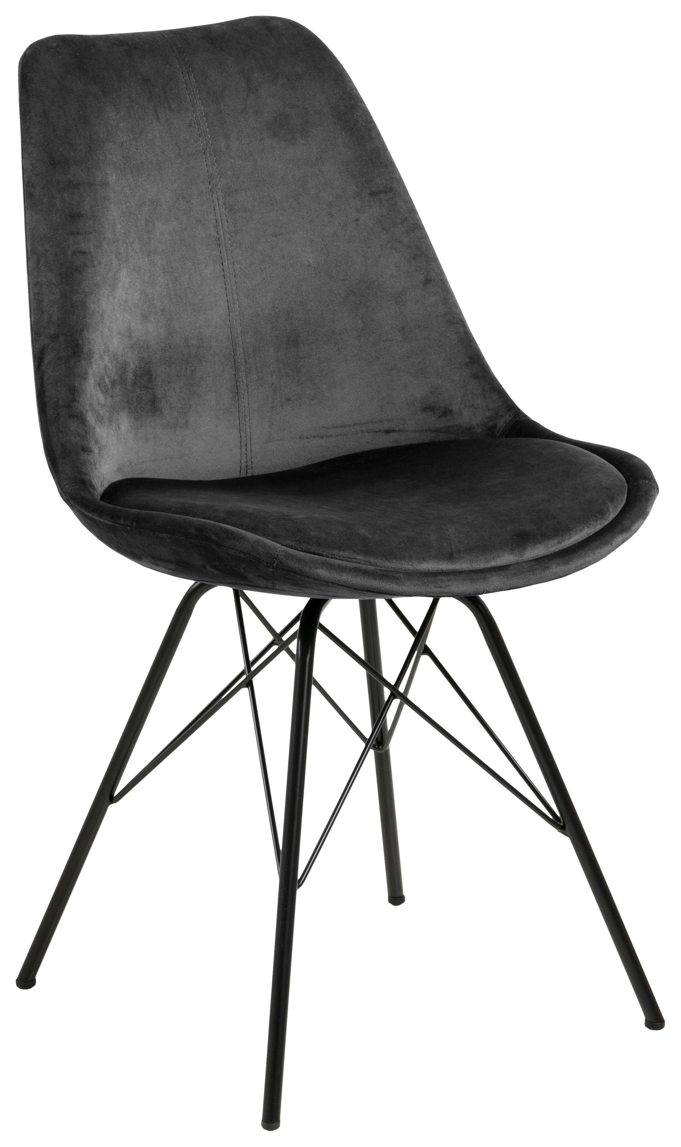 Jídelní židle ERIS samet - černá/tmavě šedá, Trend, kov/textil (48,5/85,5/54cm) - Carryhome
