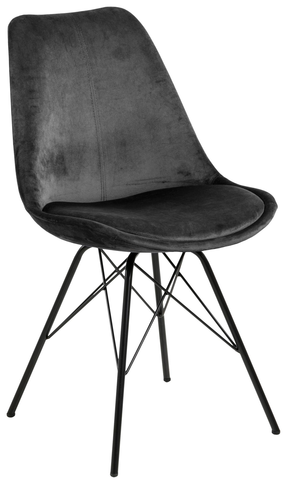 Jedálenská stolička ERIS zamat - čierna/tmavosivá, Trend, kov/textil (48,5/85,5/54cm) - Carryhome