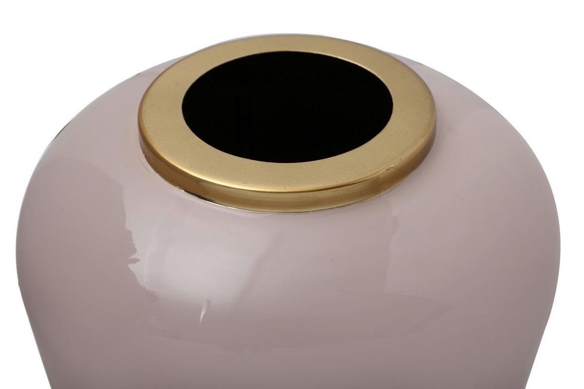 Bodenvase Art Deco Goldfarben Altrosa, D: 30 cm - Goldfarben/Altrosa, Trend, Metall (30/91cm) - Kayoom