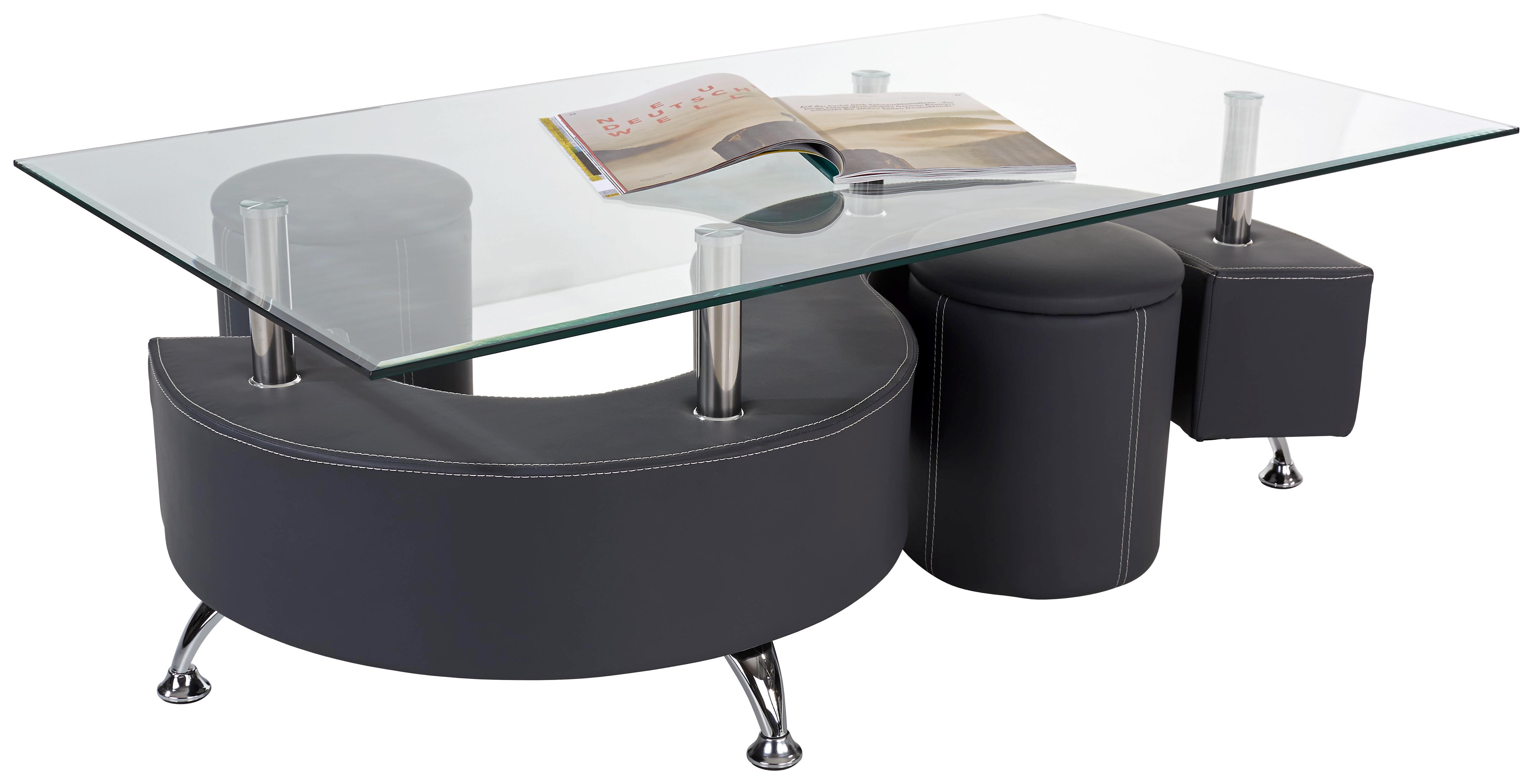 Couchtisch Manhattan - Klar/Weiß, MODERN, Glas/Textil (130/45/70cm)