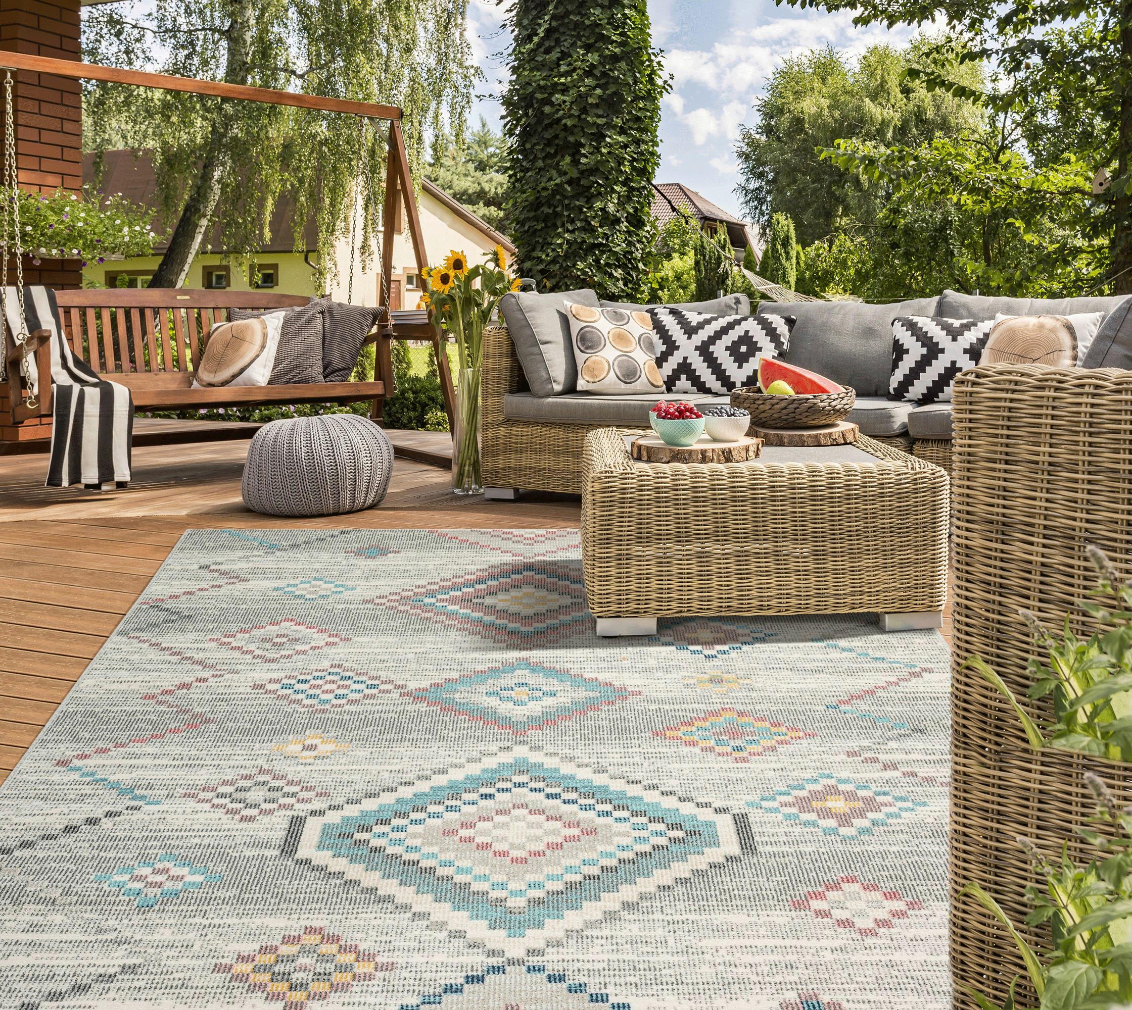 Outdoorteppich Salsa Outdoor 54509 - Pastellgrün/Creme, KONVENTIONELL, Textil (80/150cm)