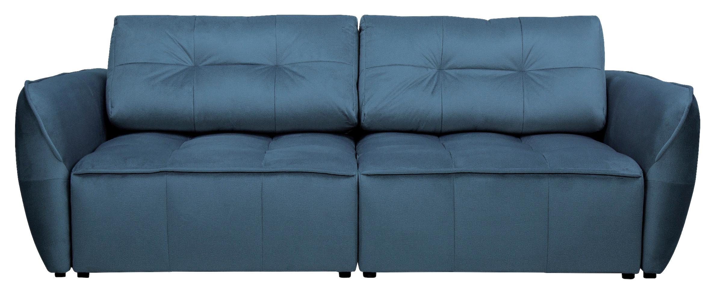 Boxspringová pohovka BOMBEI, petrolejový velúr - čierna/sivá, Modern, drevo/kompozitné drevo (243/94/125cm) - Premium Living