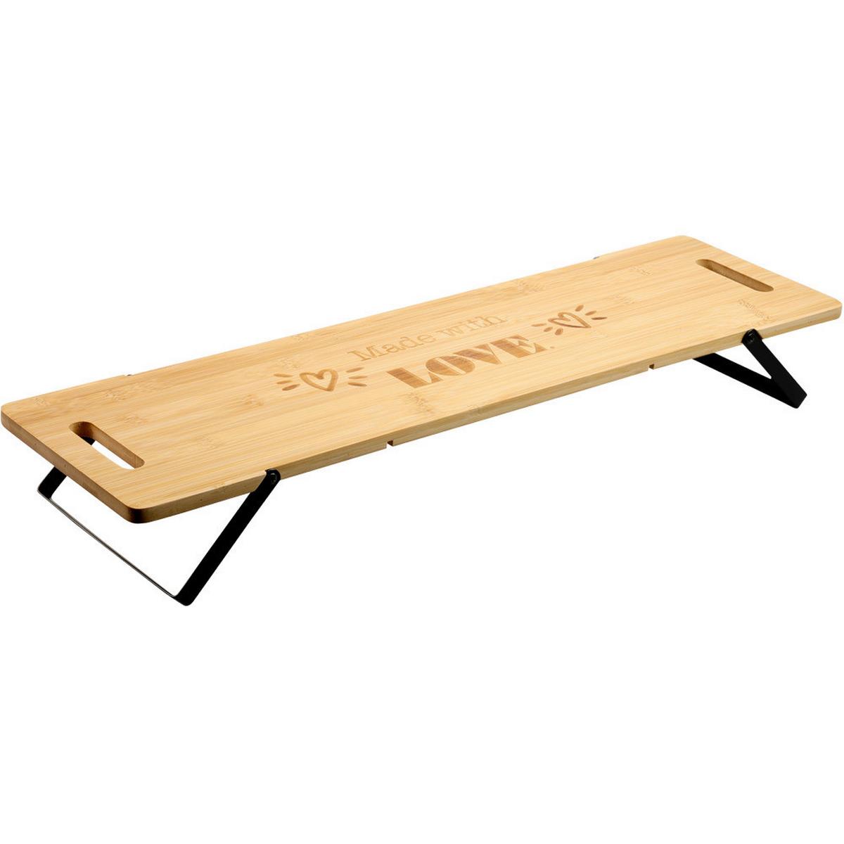 SERVIERBRETT Eisen/Bambus, faltbar - Schwarz/Naturfarben, Basics, Naturmaterialien/Metall (67/19/9cm) - Kesper