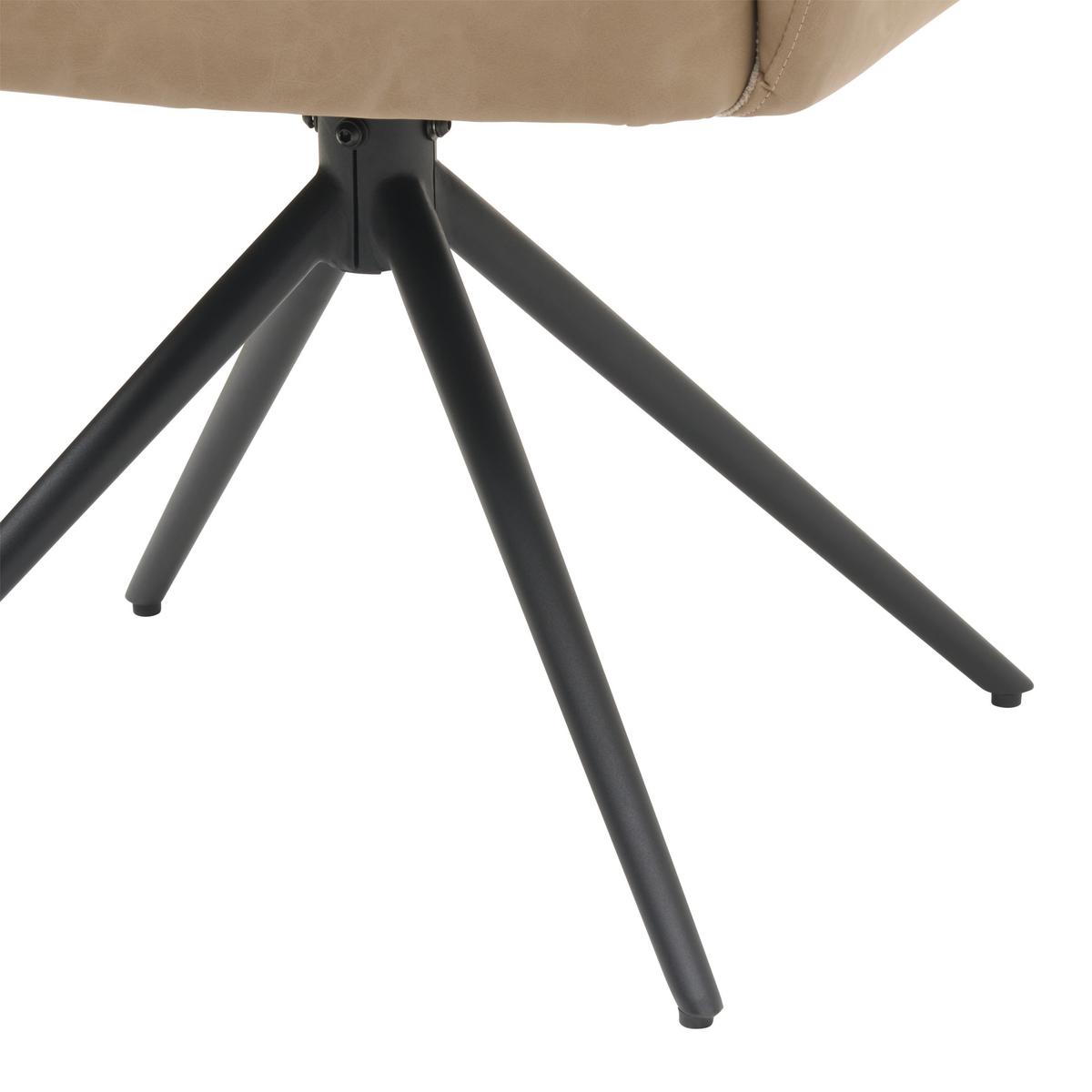 Armlehnstuhl Maja Webstoff Beige, B: 58 cm - Beige/Schwarz, KONVENTIONELL, Textil/Metall (58/84/64cm) - MID.YOU