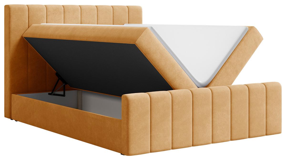 Boxbett Lila mit Topper 180x200 - Currygelb/Schwarz, MODERN, Holz/Kunststoff (180/200cm) - Livetastic