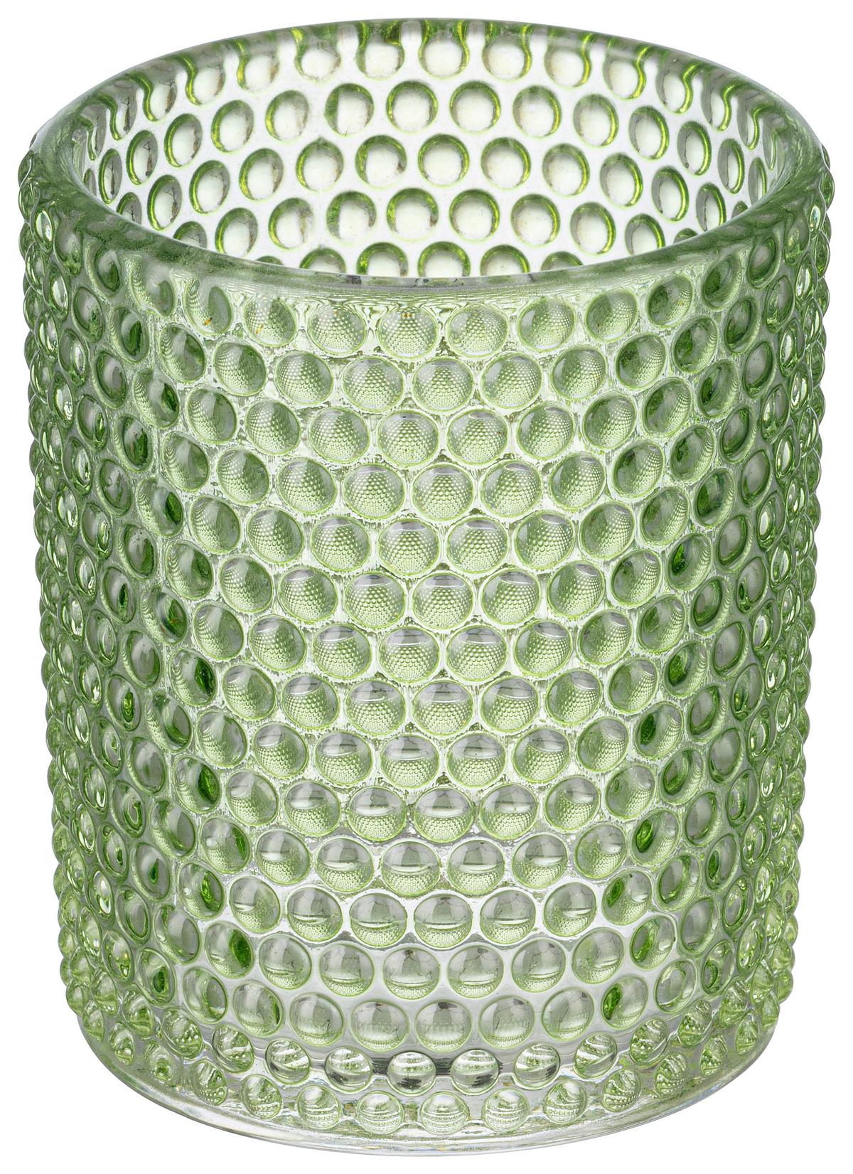 TEELICHTGLAS Selina - Dunkelgrün/Hellgrün, KONVENTIONELL, Glas (5,4/6,4cm) - Luca Bessoni