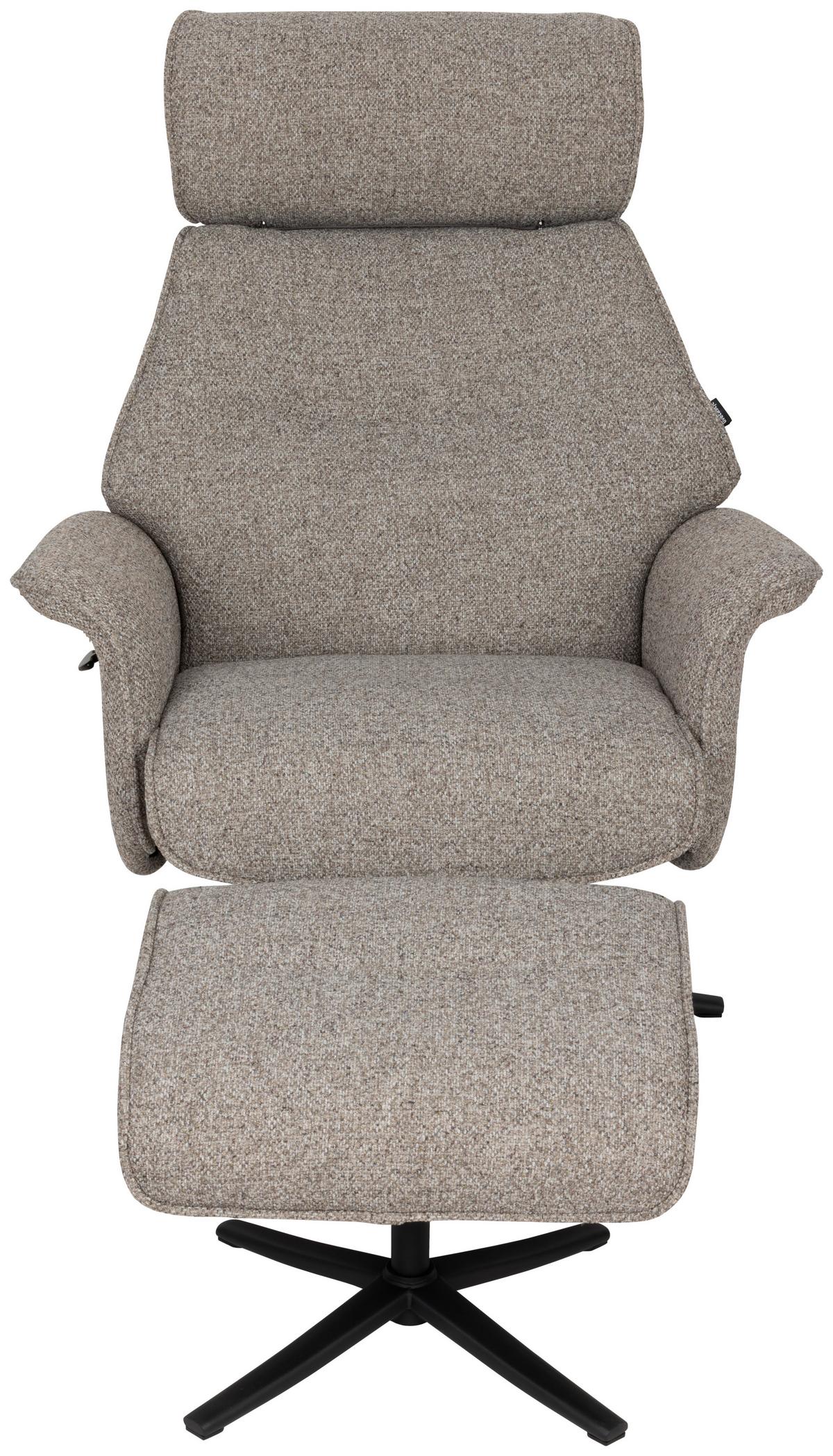 Relaxsesselset Mellow Taupe B: 77 cm - Taupe/Schwarz, Design, Holz/Textil (77/108/81cm) - Livetastic