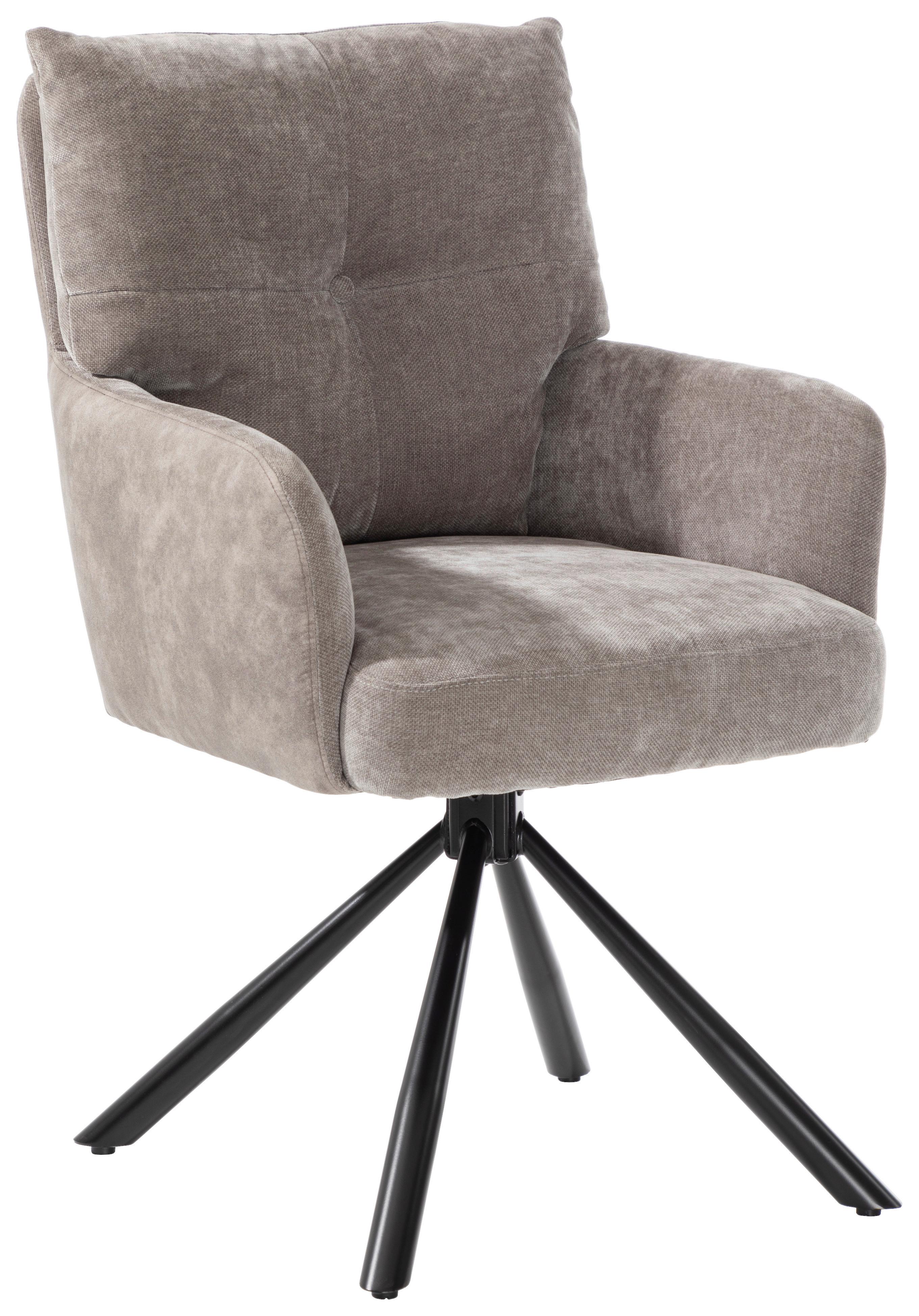 Otoční židle s područkami SOPHIE - šedá/černá, Moderní, kov/textil (60/93/67cm) - Premium Living