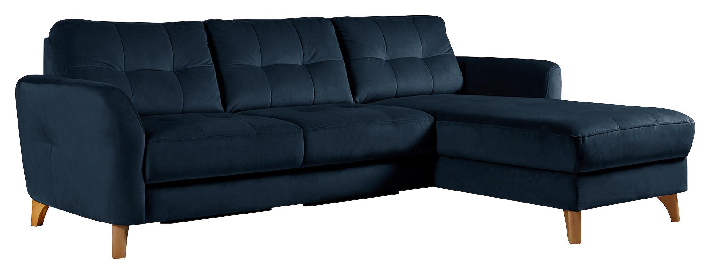 Ecksofa Nordic Dunkelblau S: 238x168 cm - Buchefarben/Dunkelblau, Design, Textil (238/168cm) - Livetastic