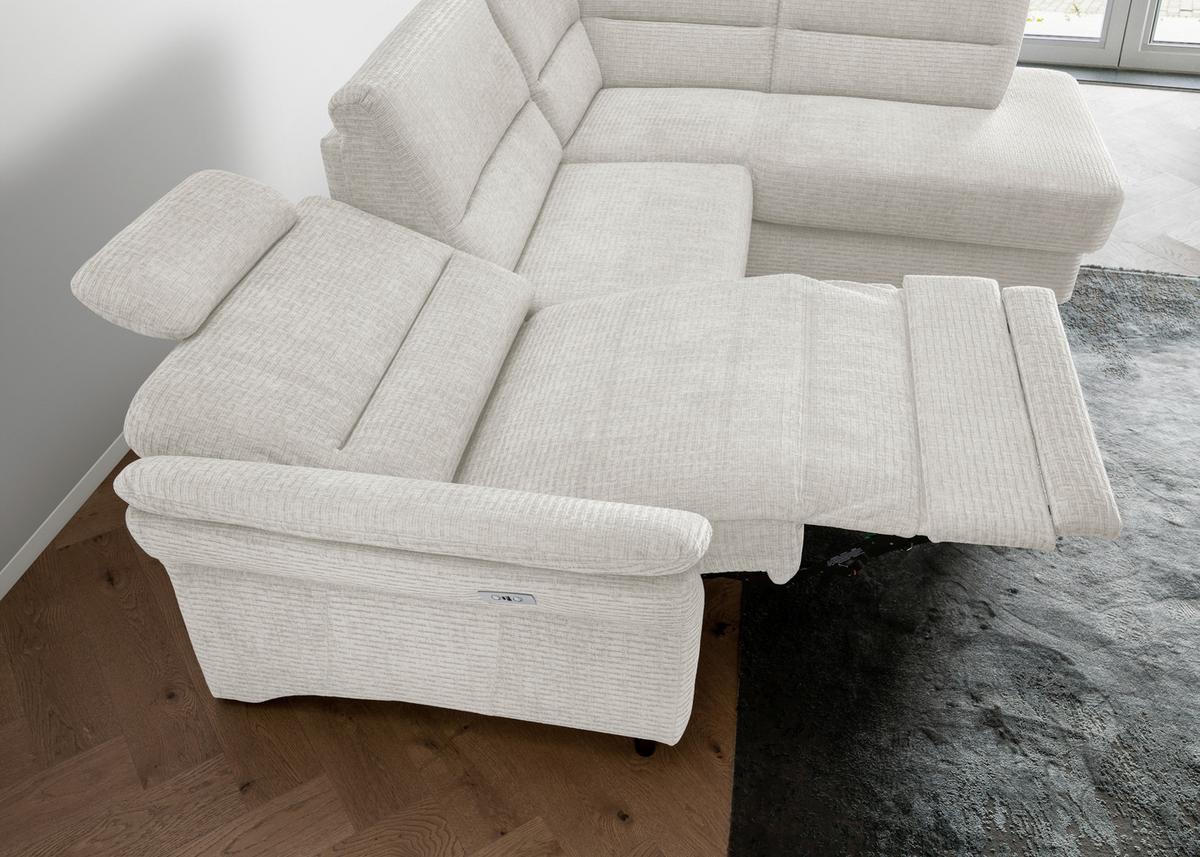 Ecksofa Cavoli Creme Relaxfunktion S: 266x190 Cm - Creme/Schwarz, MODERN, Textil (266/190cm) - Livetastic